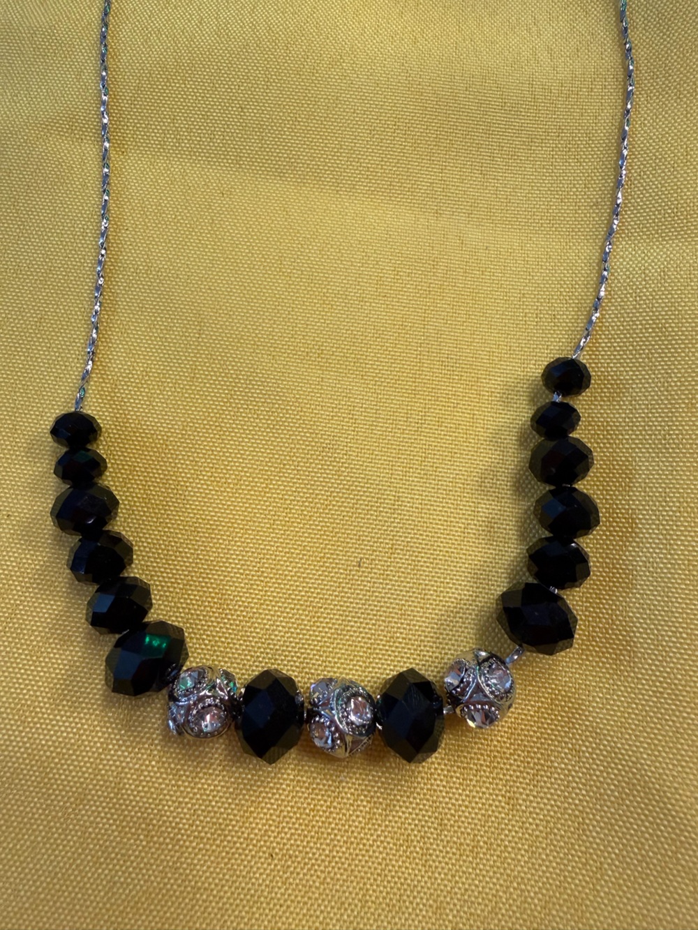 Park Lane Black Crystal & Silver Beaded Necklace